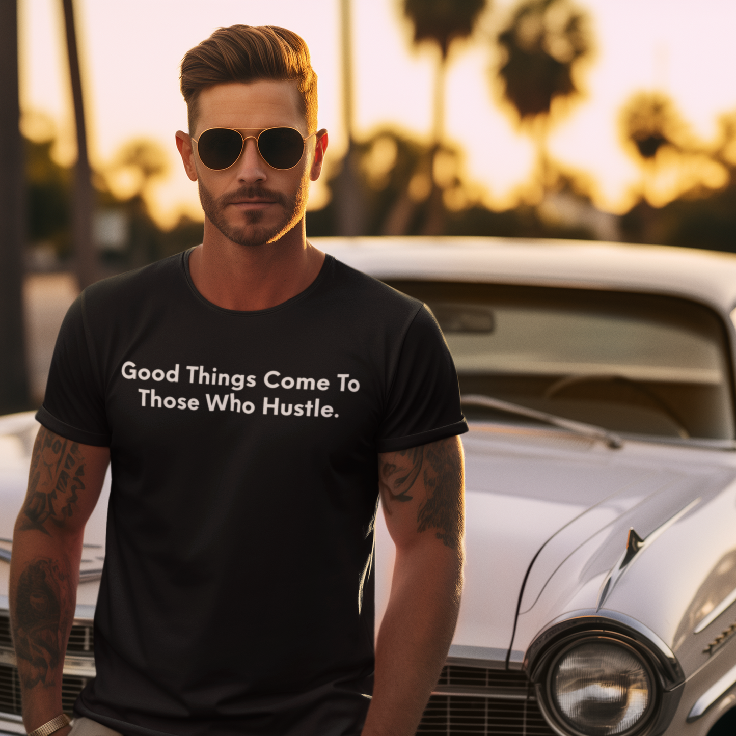 Good Things Come To Those That Hustle - Black Tee - International
